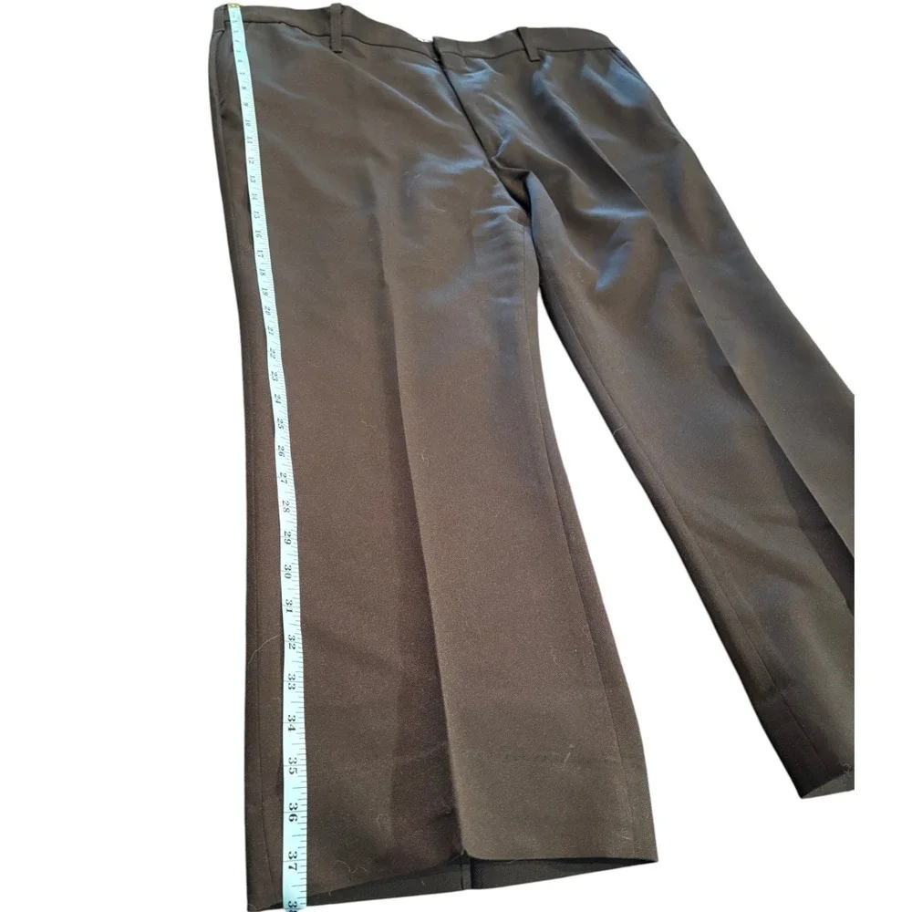Mens Brown Flat Front Dress Pants Straight Leg Trousers 42x29‎ Style 7100